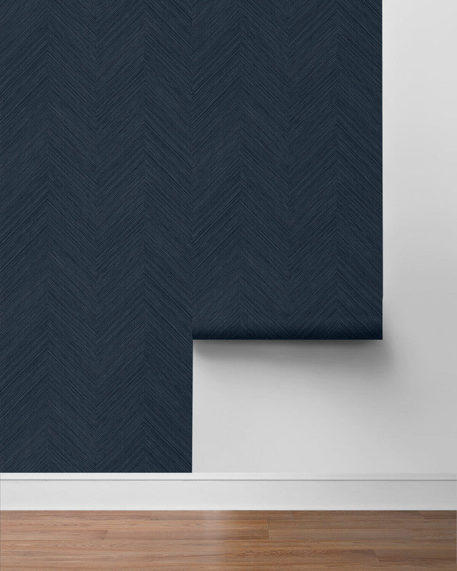 Shop Chevron Stripe Peel & Stick Wallpaper in Dark Blue Burke Decor