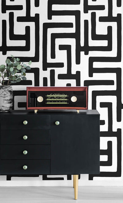 product image for Graphic Maze Peel & Stick Wallpaper in Black 2