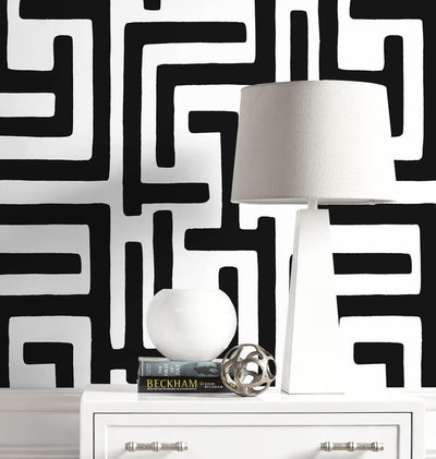 product image for Graphic Maze Peel & Stick Wallpaper in Black 52
