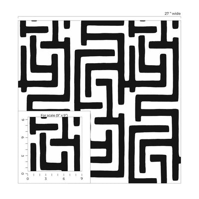 product image for Graphic Maze Peel & Stick Wallpaper in Black 98