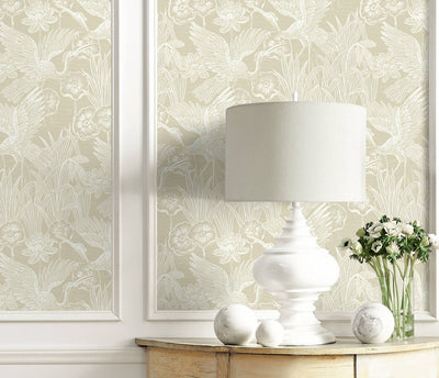 product image for Floral Heron Peel & Stick Wallpaper in Sand 12