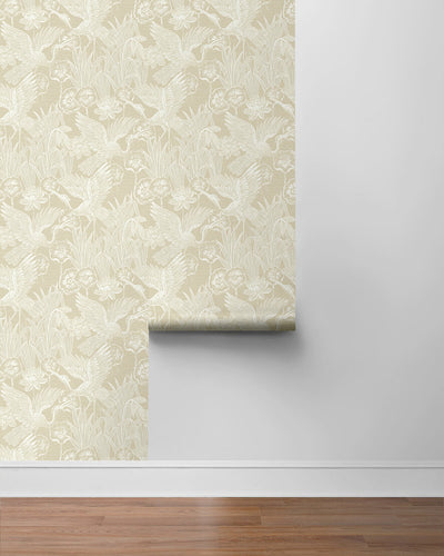 product image for Floral Heron Peel & Stick Wallpaper in Sand 19