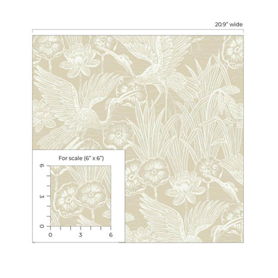 product image for Floral Heron Peel & Stick Wallpaper in Sand 34