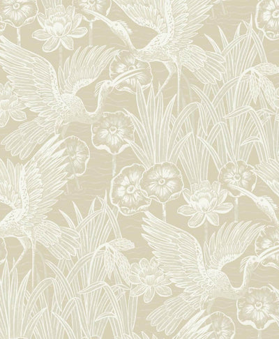 product image for Floral Heron Peel & Stick Wallpaper in Sand 39