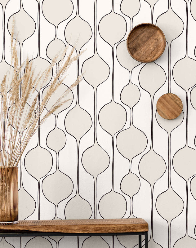 media image for Bubble Stripe Peel & Stick Wallpaper in Marshmallow 227