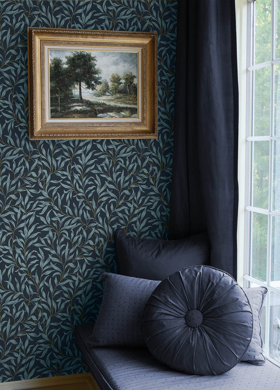 media image for Willow Trail Peel & Stick Wallpaper in Aegean Blue 296