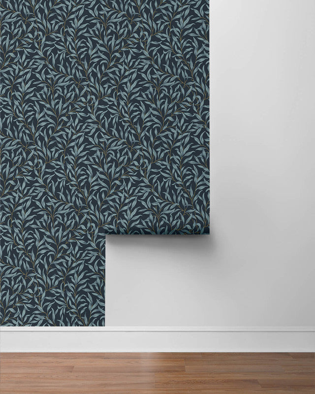 media image for Willow Trail Peel & Stick Wallpaper in Aegean Blue 26