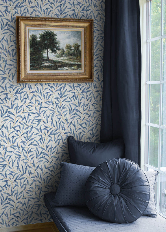 media image for Willow Trail Peel & Stick Wallpaper in Blue Lake 21