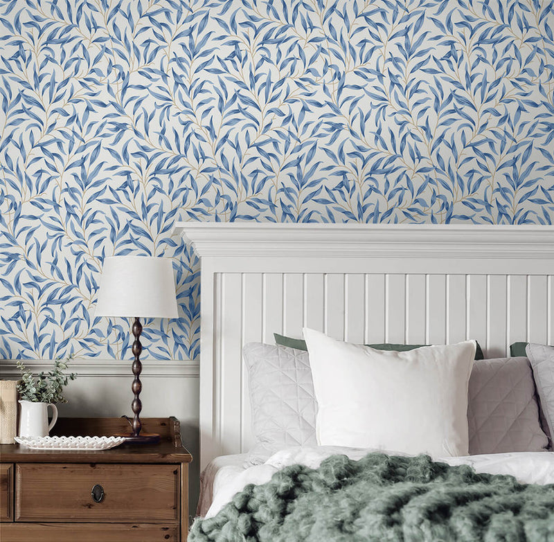 media image for Willow Trail Peel & Stick Wallpaper in Blue Lake 226