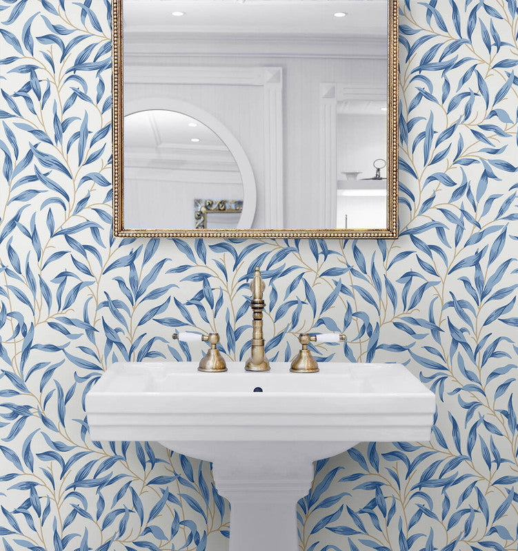 media image for Willow Trail Peel & Stick Wallpaper in Blue Lake 227