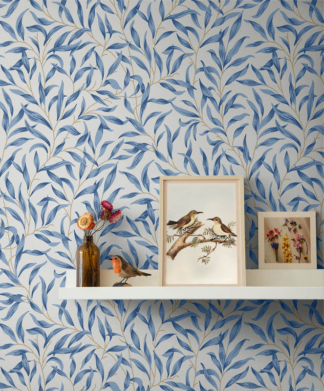media image for Willow Trail Peel & Stick Wallpaper in Blue Lake 29