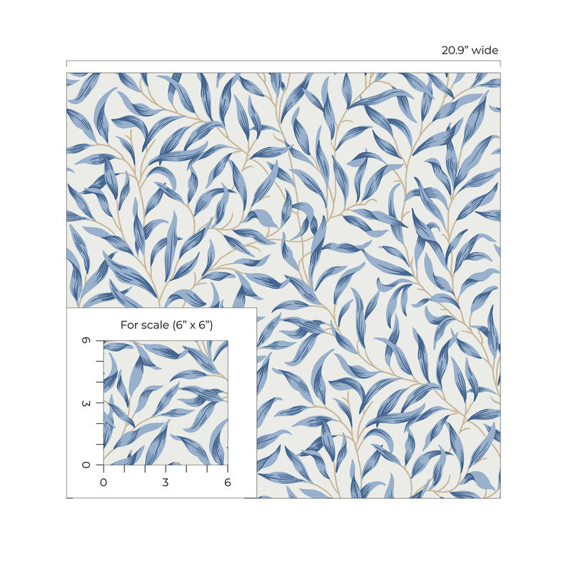 media image for Willow Trail Peel & Stick Wallpaper in Blue Lake 273