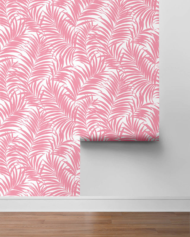 media image for Beach Palm Peel & Stick Wallpaper in Pink 21