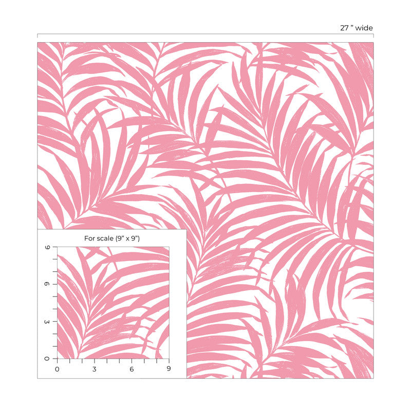 media image for Beach Palm Peel & Stick Wallpaper in Pink 20