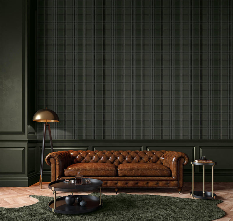 media image for Classic Plaid Peel & Stick Wallpaper in Evergreen 242