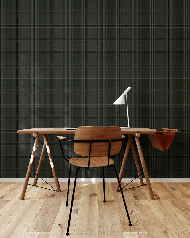 media image for Classic Plaid Peel & Stick Wallpaper in Evergreen 20