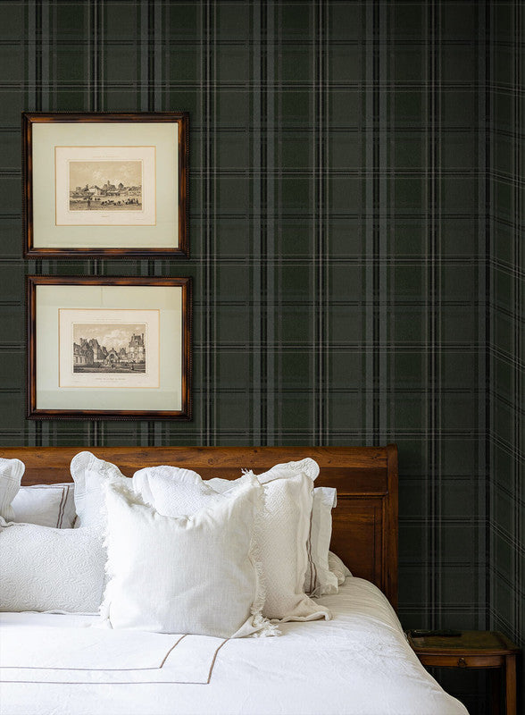 media image for Classic Plaid Peel & Stick Wallpaper in Evergreen 216