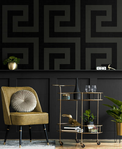 product image for Maze Geo Peel & Stick Wallpaper in Ebony & Graphite 35