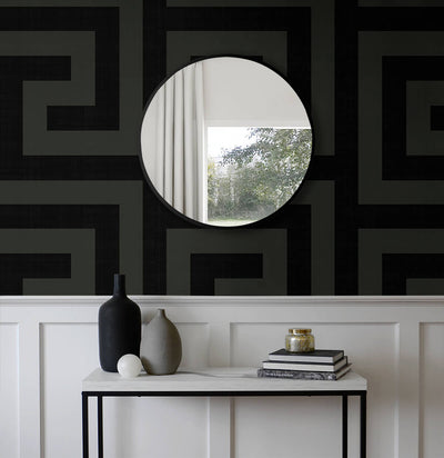 product image for Maze Geo Peel & Stick Wallpaper in Ebony & Graphite 46