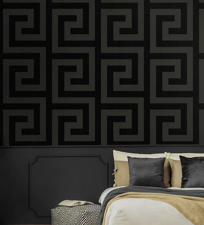 product image for Maze Geo Peel & Stick Wallpaper in Ebony & Graphite 49