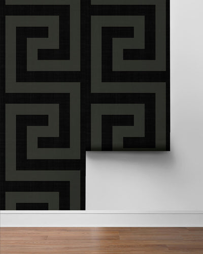 product image for Maze Geo Peel & Stick Wallpaper in Ebony & Graphite 39