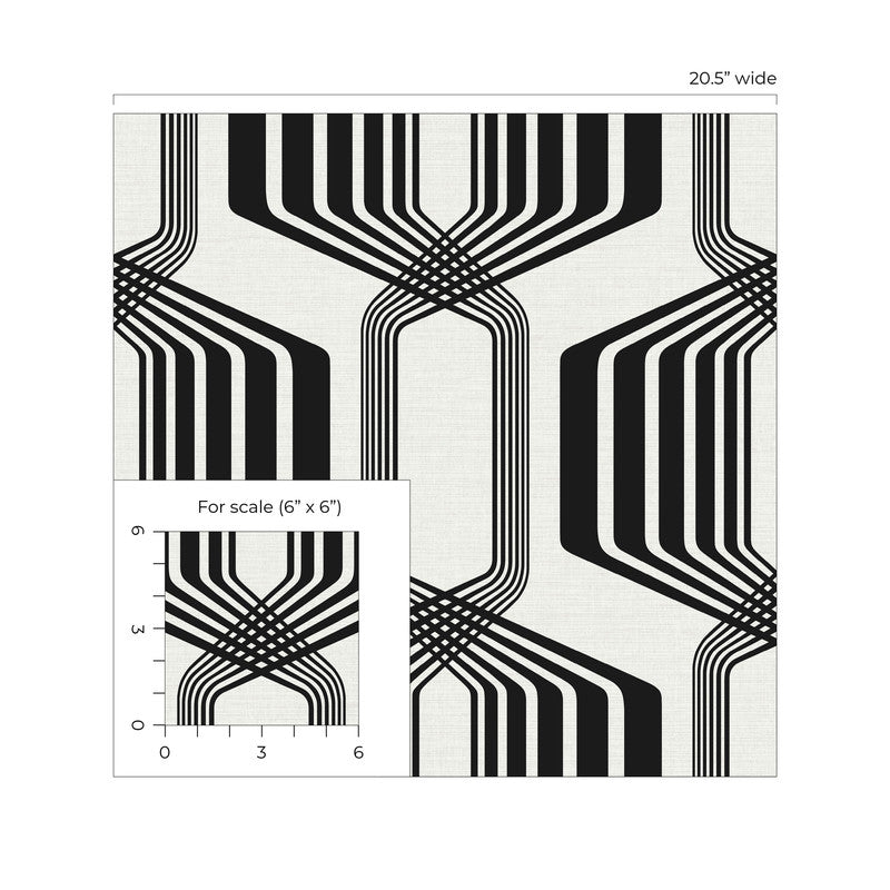 media image for Striped Geo Peel & Stick Wallpaper in Ebony 265