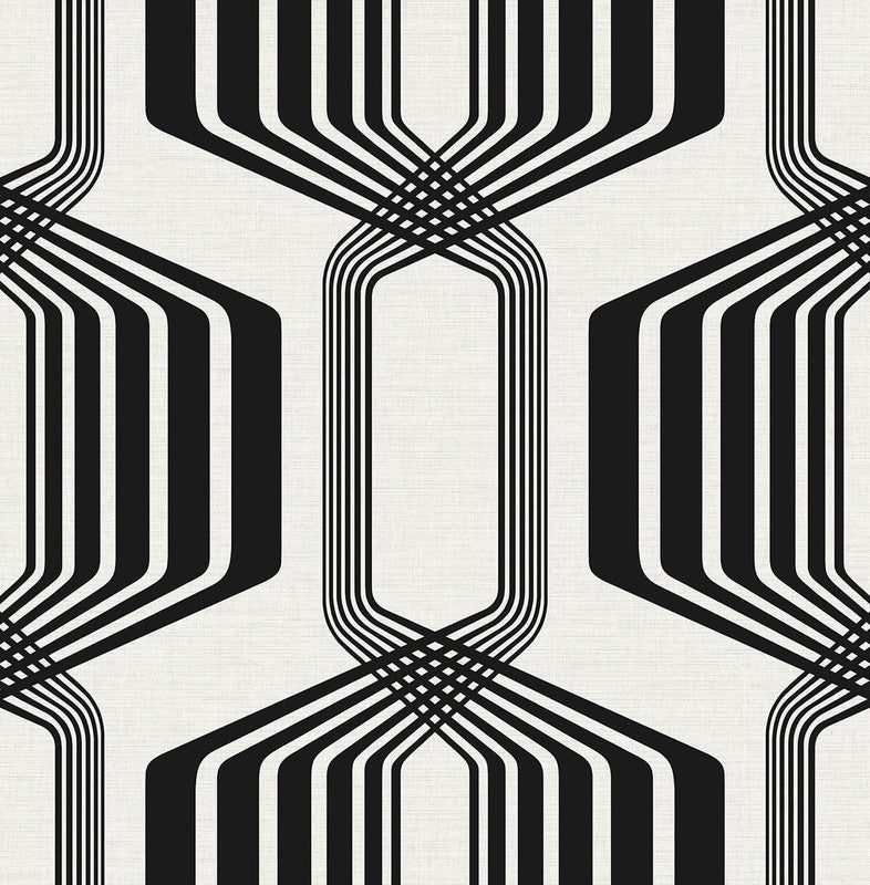 media image for Striped Geo Peel & Stick Wallpaper in Ebony 219