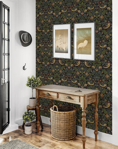 product image for Strawberry Garden Peel & Stick Wallpaper in Black 66