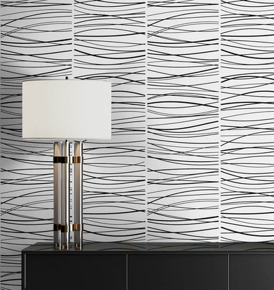 product image for Wave Lines Peel & Stick Wallpaper in Black 78