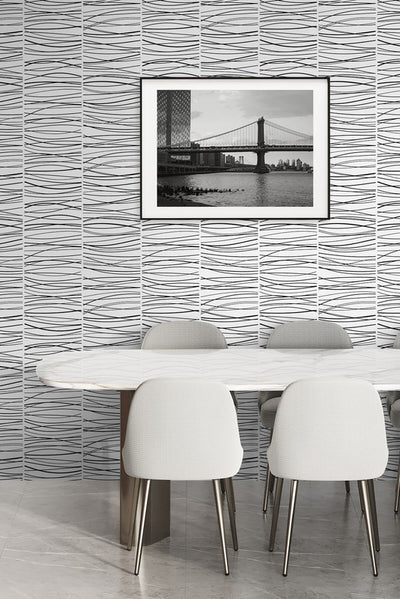 product image for Wave Lines Peel & Stick Wallpaper in Black 17