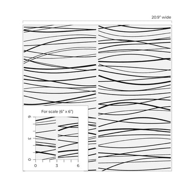 product image for Wave Lines Peel & Stick Wallpaper in Black 50
