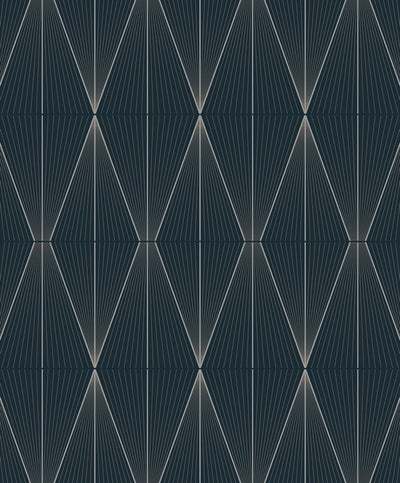 product image for Geo Diamond Peel & Stick Wallpaper in Blue Denim & Pewter 4