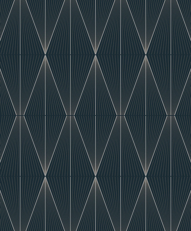 media image for Geo Diamond Peel & Stick Wallpaper in Blue Denim & Pewter 221