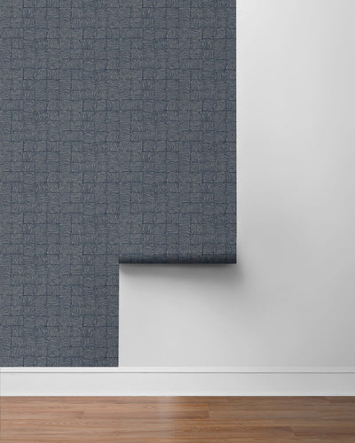 product image for Organic Squares Peel & Stick Wallpaper in Blue Denim 14