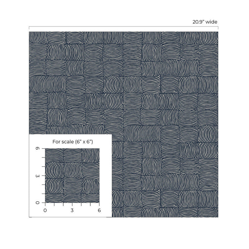 media image for Organic Squares Peel & Stick Wallpaper in Blue Denim 219