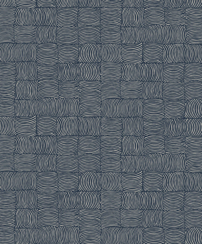media image for Organic Squares Peel & Stick Wallpaper in Blue Denim 244
