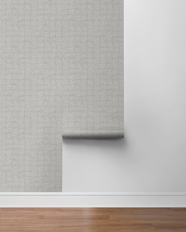 media image for Organic Squares Peel & Stick Wallpaper in Fog Grey 237