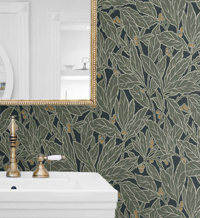 product image for Berry and Leaf Peel & Stick Wallpaper in Rosemary 7
