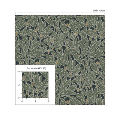 product image for Berry and Leaf Peel & Stick Wallpaper in Rosemary 12