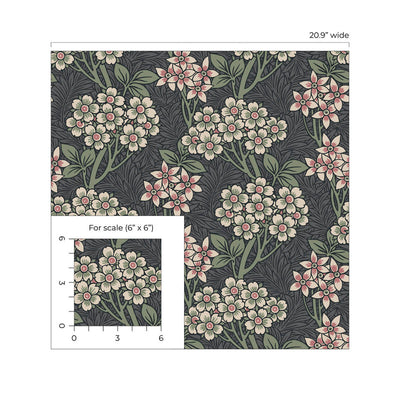 product image for Floral Vine Peel & Stick Wallpaper in Smoke & Laurel Green 72