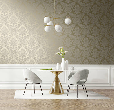 product image for Charnay Damask Peel & Stick Wallpaper in Metallic Champagne & Glitter 24