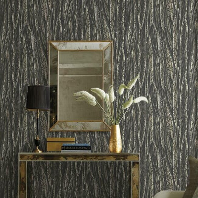 product image for Native Leaves Wallpaper in Black by Antonina Vella for York Wallcoverings 57