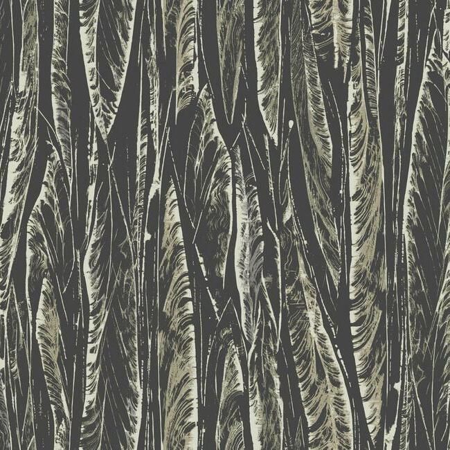 media image for Native Leaves Wallpaper in Black by Antonina Vella for York Wallcoverings 240