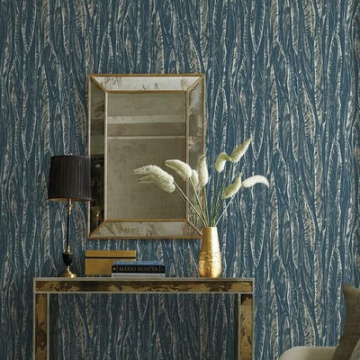 product image for Native Leaves Wallpaper in Navy by Antonina Vella for York Wallcoverings 51