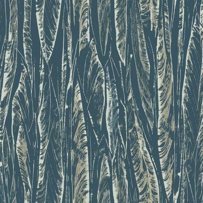 media image for Native Leaves Wallpaper in Navy by Antonina Vella for York Wallcoverings 219