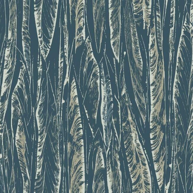 media image for sample native leaves wallpaper in navy by antonina vella for york wallcoverings 1 228