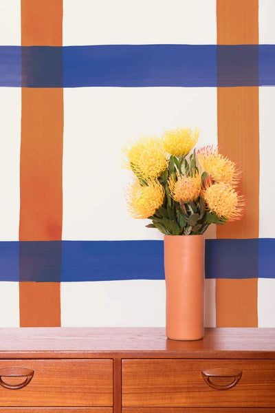 product image for Natural Gifts Wallpaper in Terra Cotta, Yves Blue, and White by Thatcher Studio 44