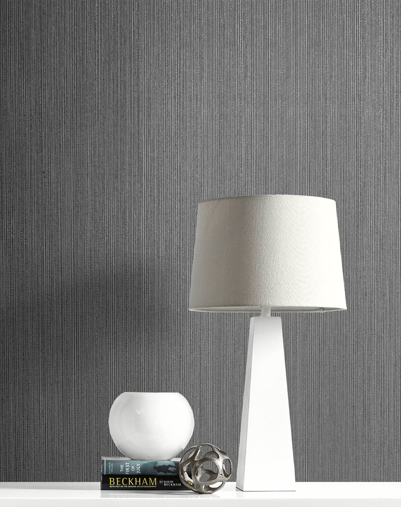 media image for Natural Stria Wallpaper in Gunmetal and Glitter from the Essential Textures Collection by Seabrook Wallcoverings 228