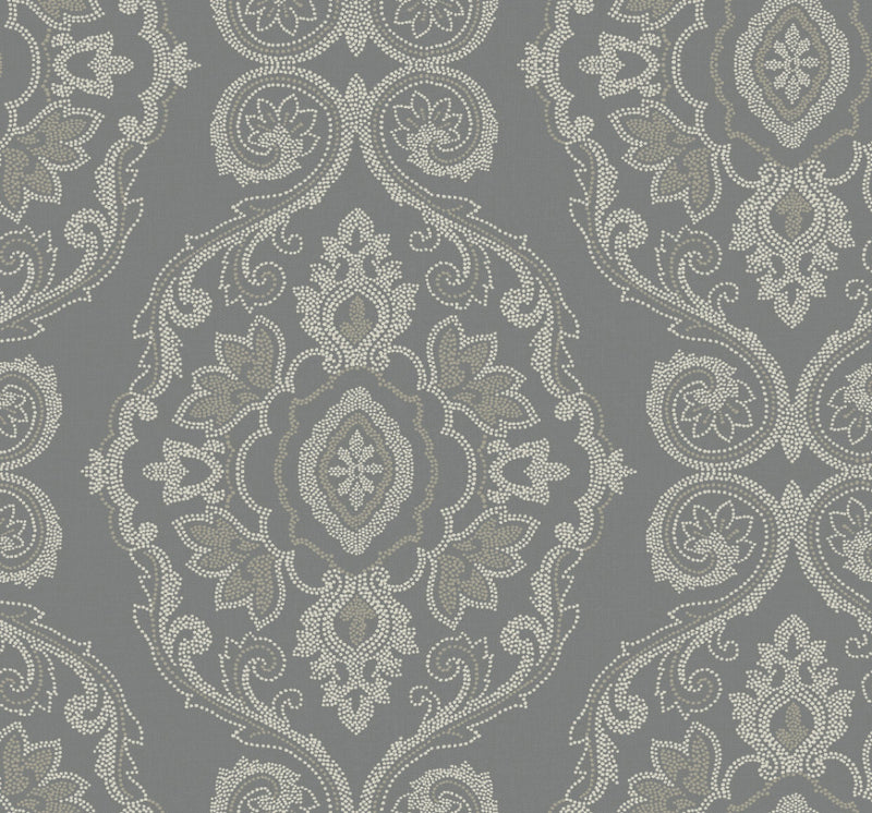 media image for sample nautical damask wallpaper in black sands from the beach house collection by seabrook wallcoverings 1 279