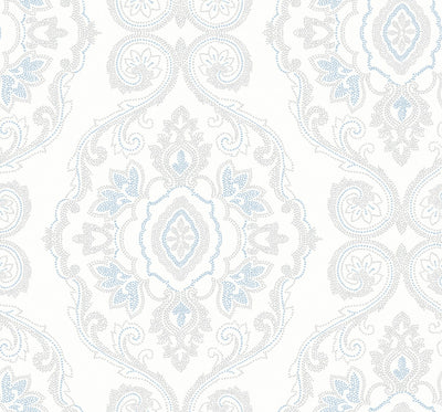 product image of Nautical Damask Wallpaper in Blue Oasis from the Beach House Collection by Seabrook Wallcoverings 512